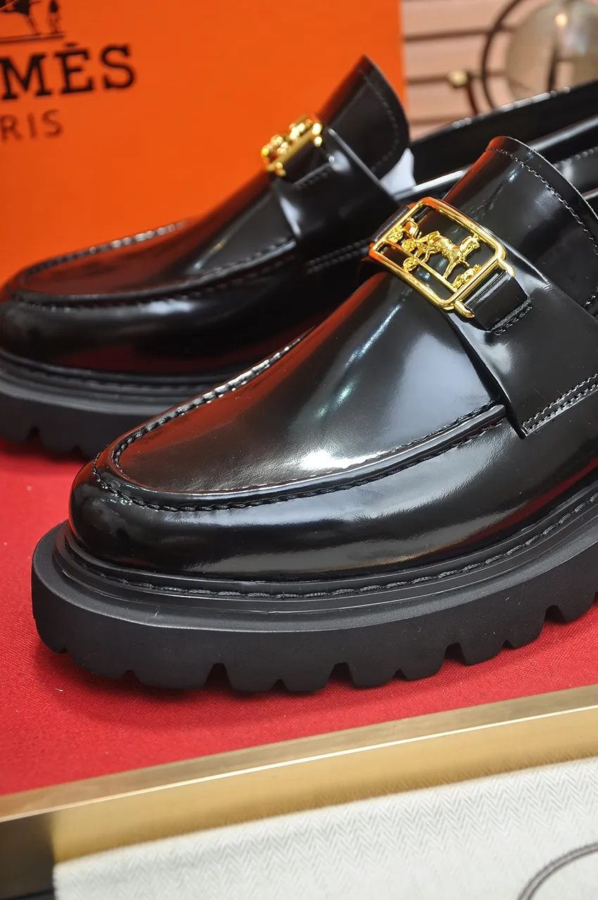 Men's men's shoes 💰720💶【[Hermes HERMES】】(High-end Niuli) New 🍀 HERMES - top version of classic casual leather shoes! Made of imported original cowhide, the inner top layer is comfortable cowhide lining! Original wear-resistant rubber foam outsole! High quality products! Code number 38-45 (45 customized)